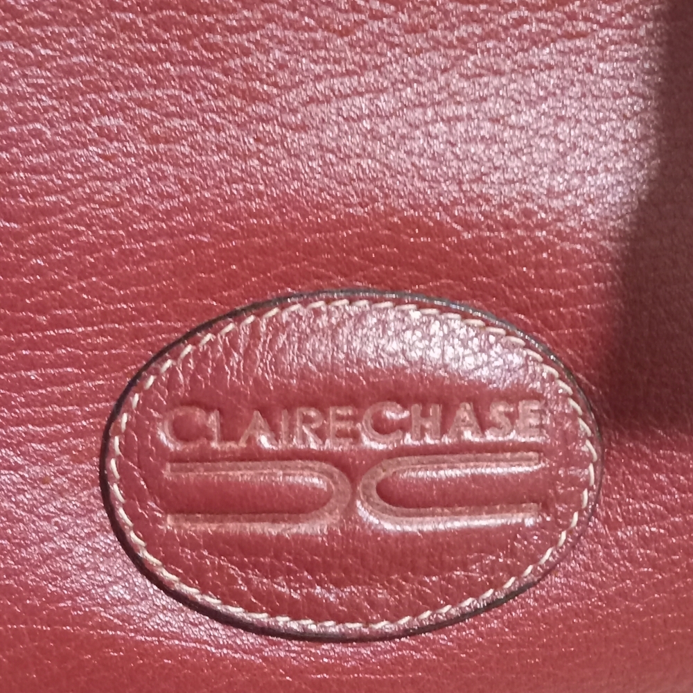 ClareChase Maroon Leather Computer Bag with Buckle Detail - Picture 9 of 12